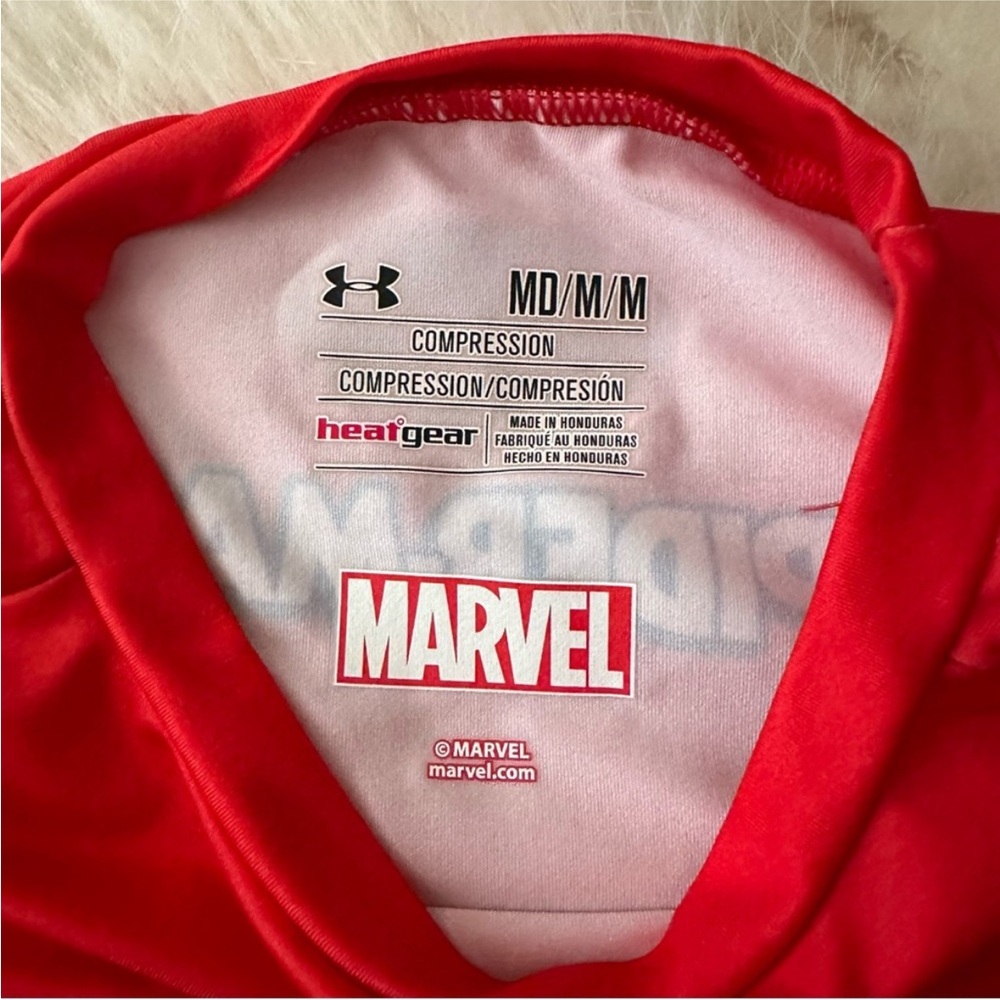 Under Armour Red Tee with Blue Spider Graphic - Picture 4 of 5